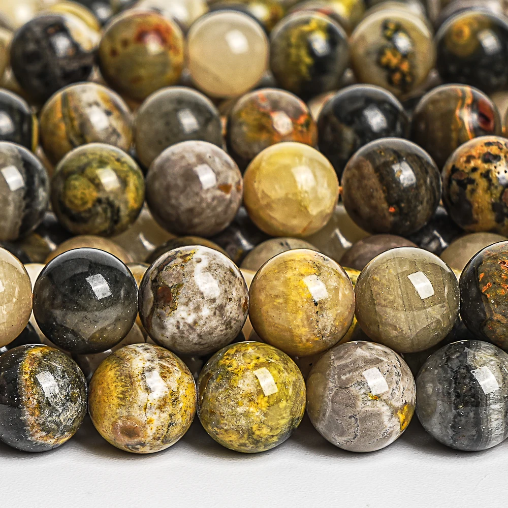 8/10mm Natural Stone Beads Strands Bumblebee Jasper Beads To Make Bracelets Yellow Gemstone For jewelry Making Design