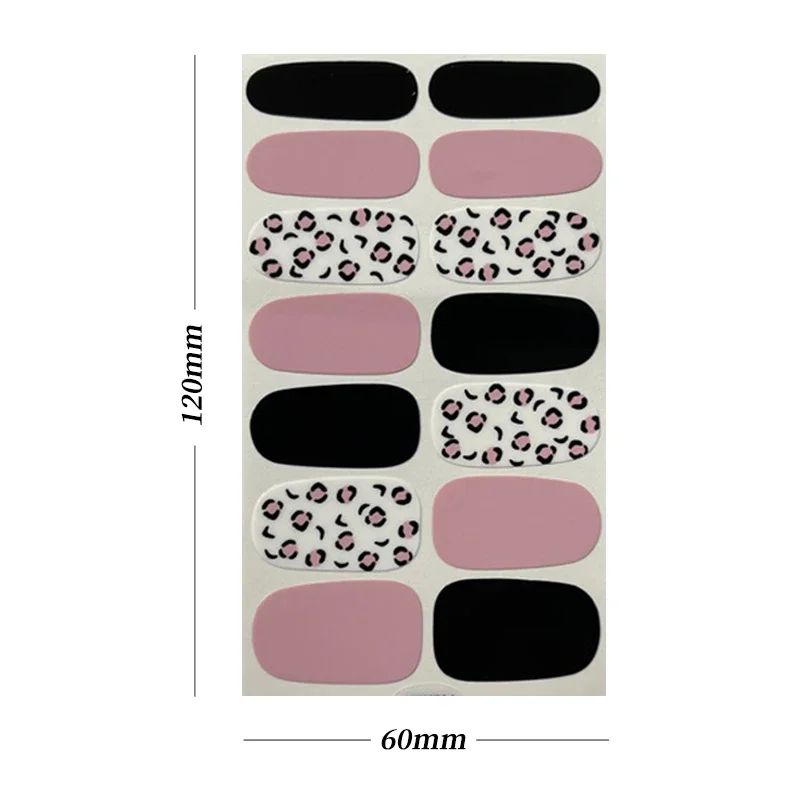 New 14 Strips Autumn Gel Nail Stickers Full Cover Nail Patch Leopard Print Nail Stickers Nail Polish Strips DIY Nail Art Making