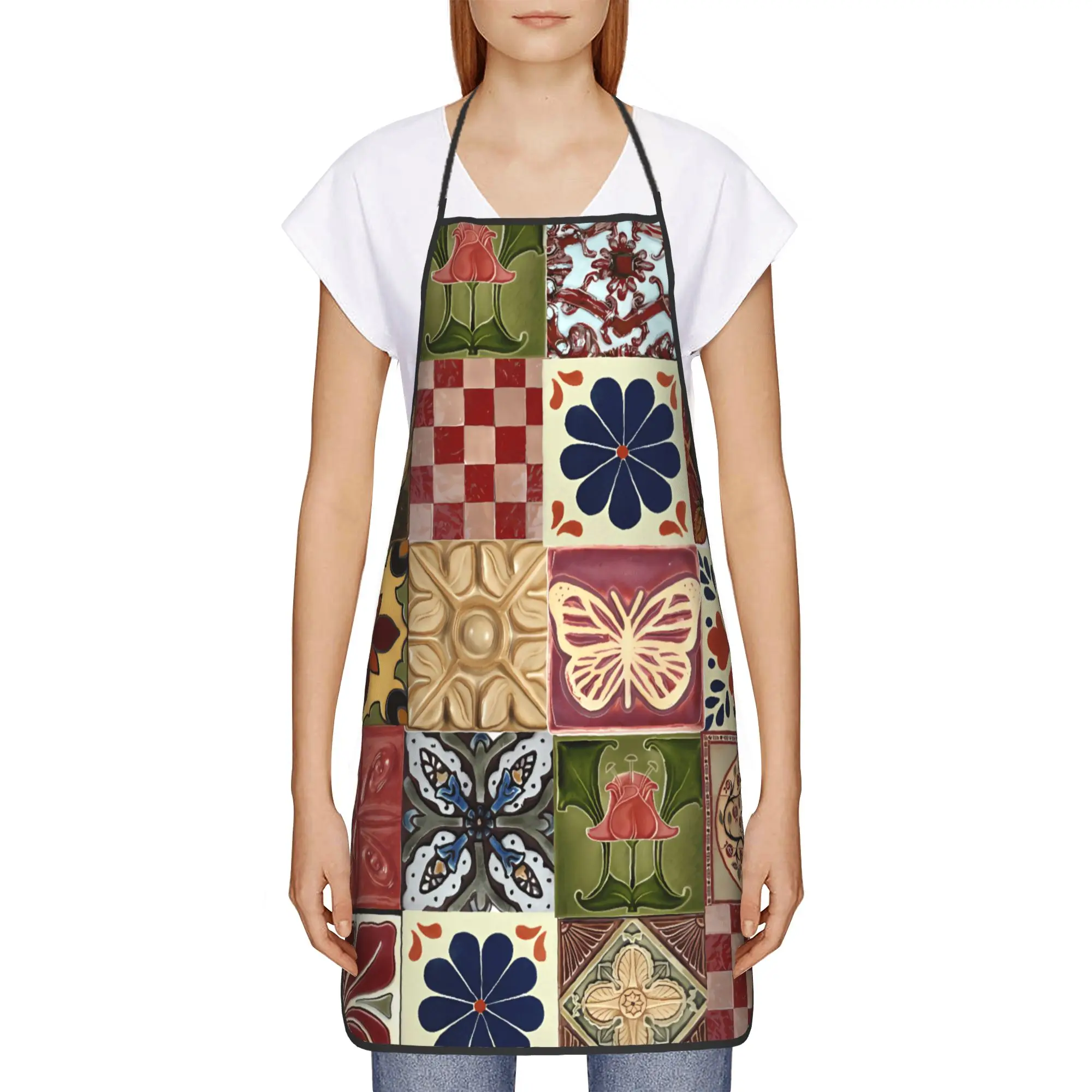 

Plaid & FLowers Pattern Apron Household Fashionable Kitchen Accessories Adult Restraunt Aprons without Pocket