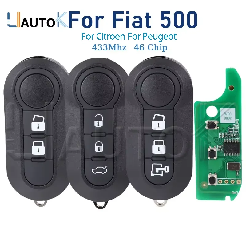 

LIAUTOK - Remote Car Key For Fiat 500 MPV Ducato Doblo Punto Bravo Qubo Grande For Citroen Jumper For Peugeot Boxer 433.92 ID46