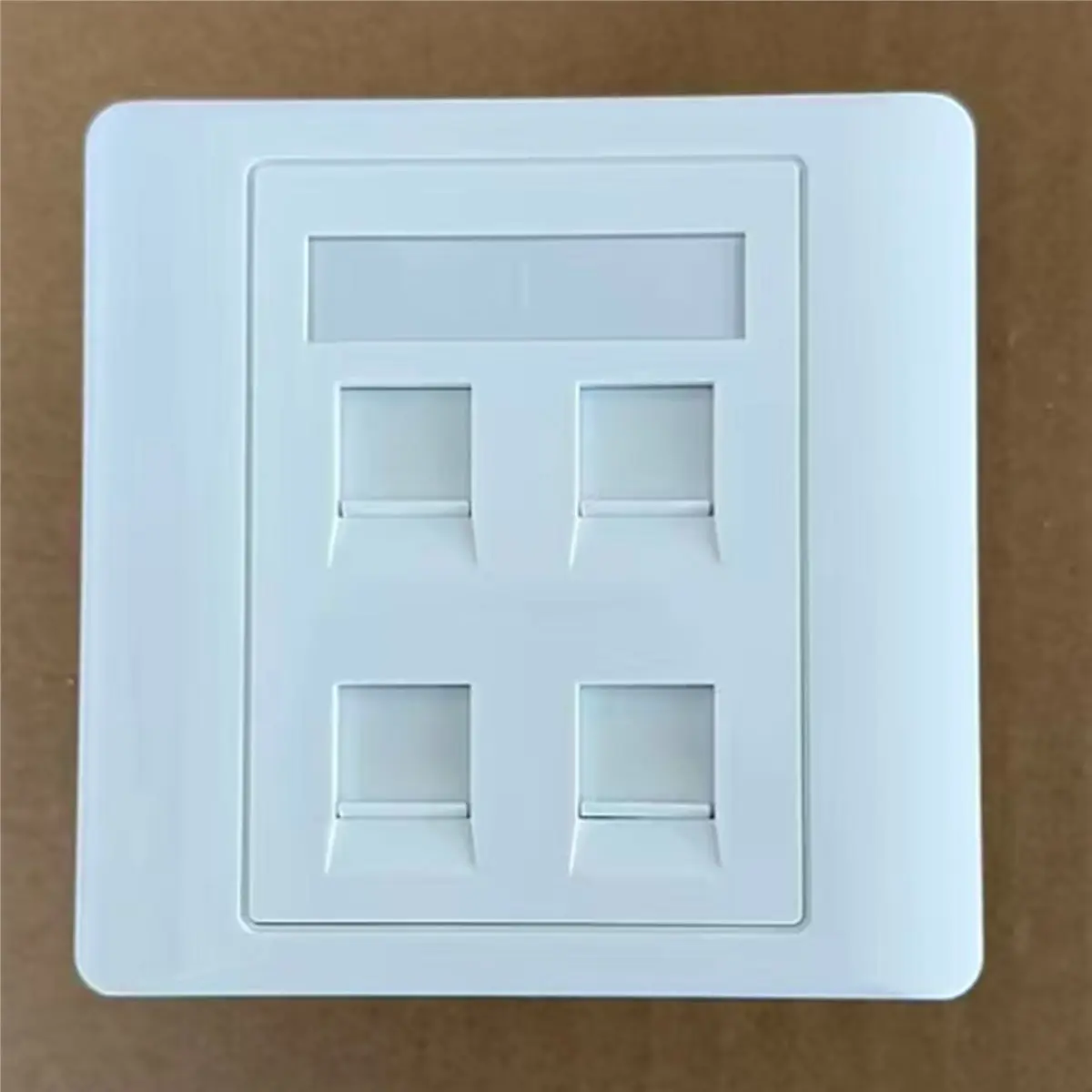 (ABGQ) 4 Sockets CAT6A RJ45 Faceplate LAN Network Outlet Jack Shielded Ethernet Wall Panel Board 86x86mm Network Installation