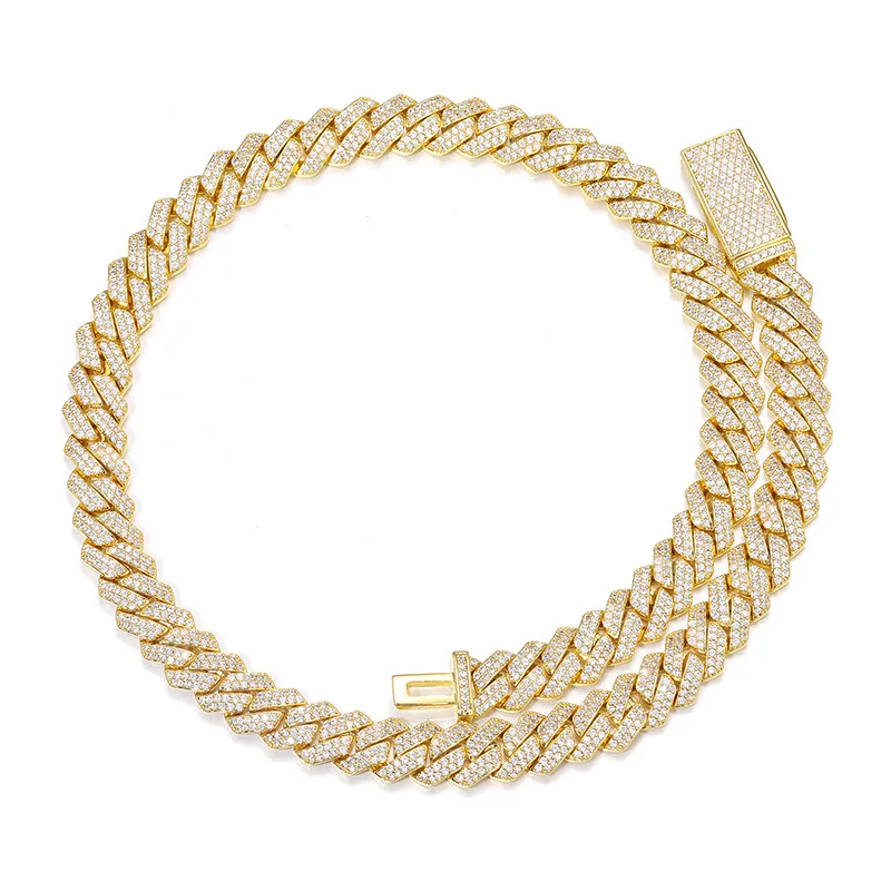 PT950 Platinum Hip-hop Necklace available in widths from 10mm to18mm for men and women, artificial diamonds boost fashion appeal
