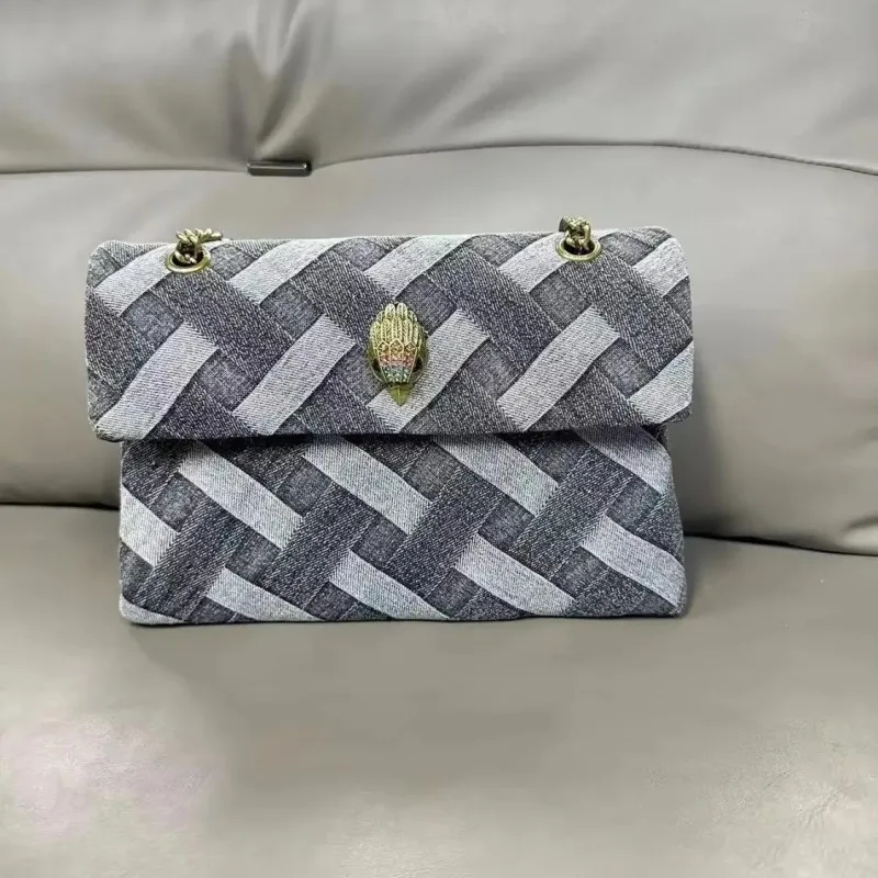 حقيبة جديدة من قماش الدنيم للغسيل الماسي لعام 2024 حقيبة الكل في واحد بكتف واحد وسلسلة كروس كلاسيكية كلاسيكية على شكل رأس هوك