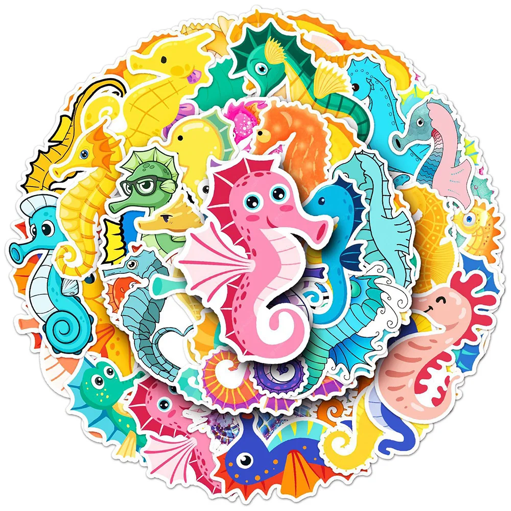 10/30/50PCS Sea ​​Animal Color Seahorse Cartoon Sticker DIY Phone Laptop Luggage Skateboard Graffiti Decals Fun for Kid Gift