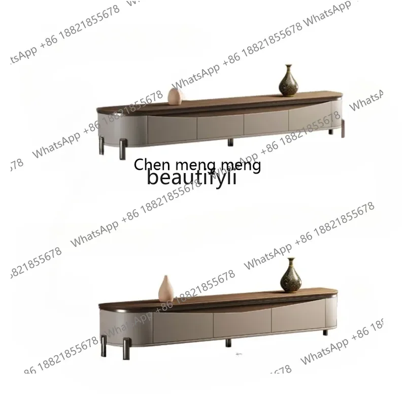 

xz1Italian Style Light Luxury Solid Wood TV Cabinet Modern Large Apartment Living Room Walnut Furniture Storage Cabinet