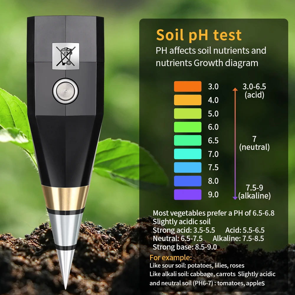 Professional Soil PH Tester 2 in 1 Soil Moisture Meter Humidity Acidity Detector Metal Sensor Hygrometer for Garden Greenhouse