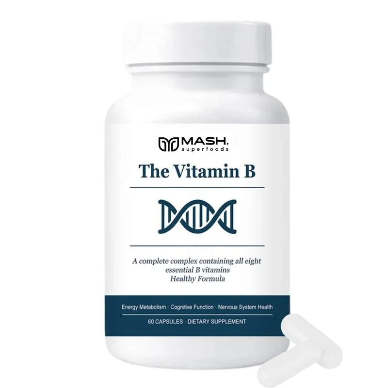 Docteat Vitamin B Complex Capsules with B1 B2 B3 B5 B6 Biotin Folic Acid B12 Complete 8-b Formula for Everyday Wellness 60 Count