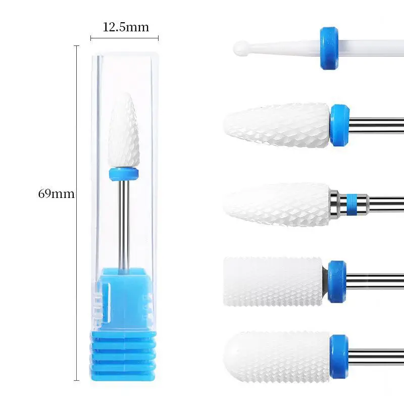 5PCS/Set Ceramic Carbide Tungsten Nail Drill Bits For Electric Drill Manicure Pedicure Tools Nail Drill Machine Accessories