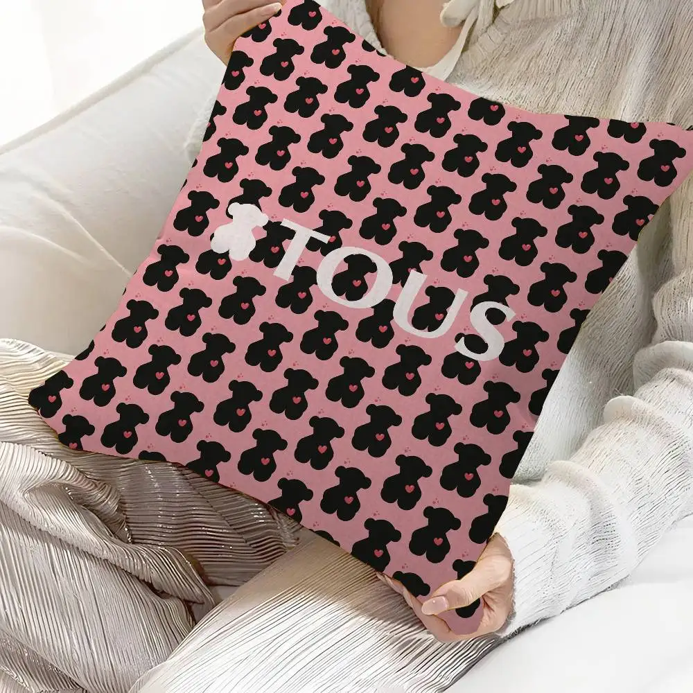 Cute T-TOUSes Bear Cushion Cover Car Throw Pillow Case For Sofa Car Christmas Gift 40x40cm 45x45cm