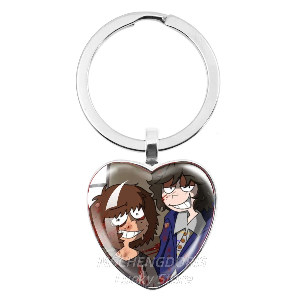 Will And Mike Onewheatmark Funny Meme Creative Cartoon Glass Heart Shape Pendant Anime Keychain Jewelry Charm Gift