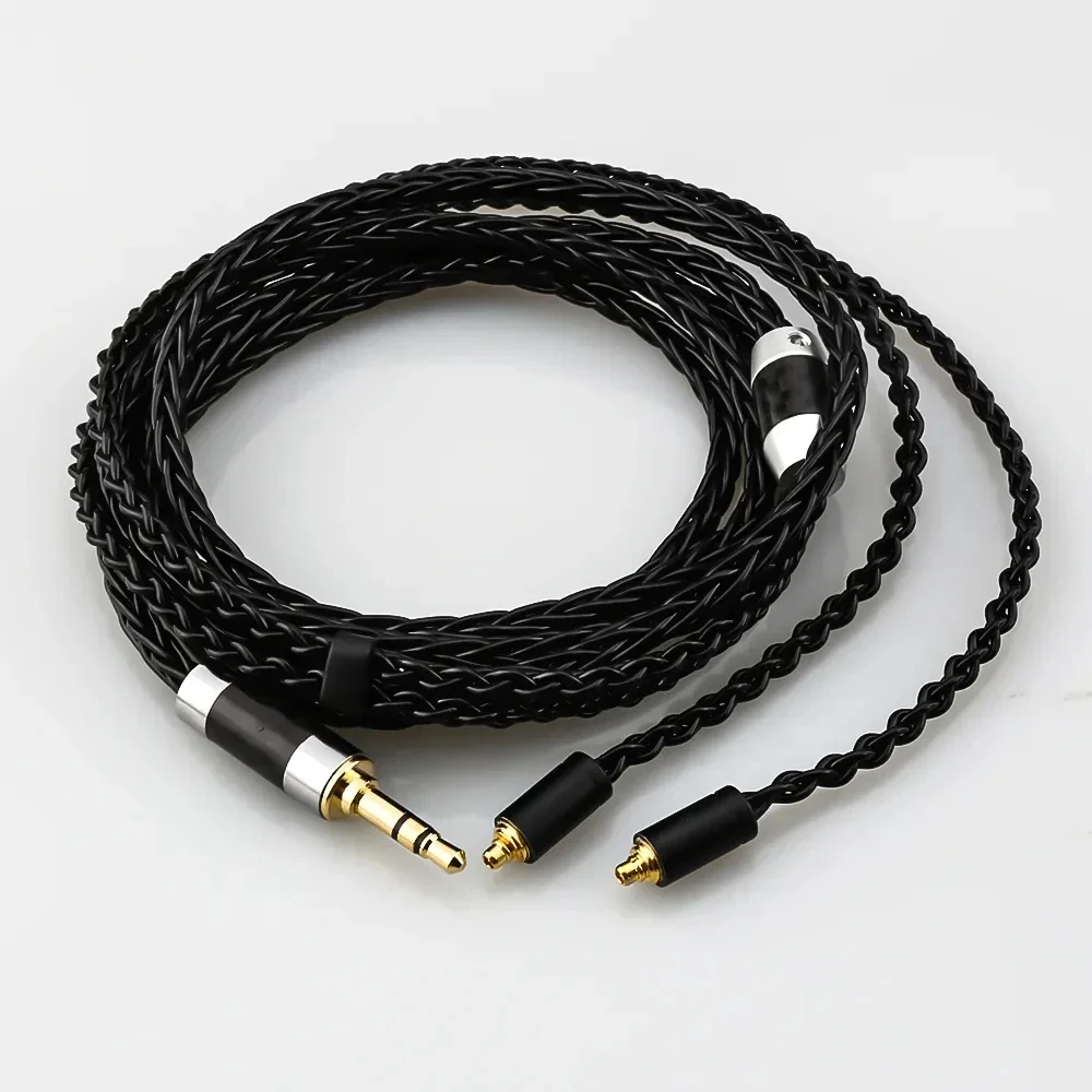 كابل سماعة أذن أسود مطلي بالفضة 8 كور 3.5 ملم 2.5 ملم 4.4 ملم XLR لكابل الصوت Sennheiser IE300 IE900 عالي الجودة