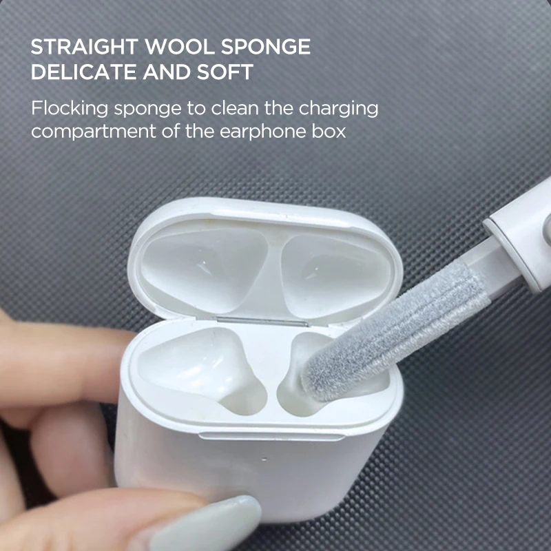 Retractable Headphone Cleaning Pen Keyboard Dusting Brush Three-In-One Storage Bluetooth Earplug Cleaning Artifact