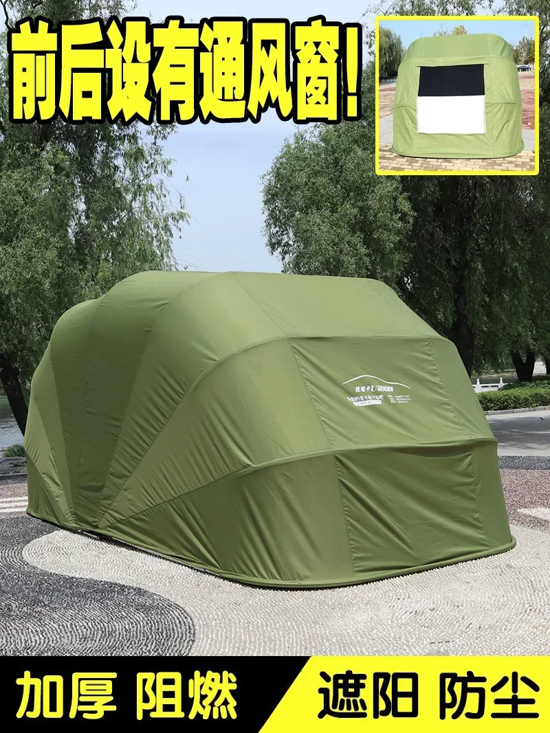 Semi-automatic mobile folding telescopic garage sunscreen flame retardant car parking shed thickened cotton thermal cover outdoo