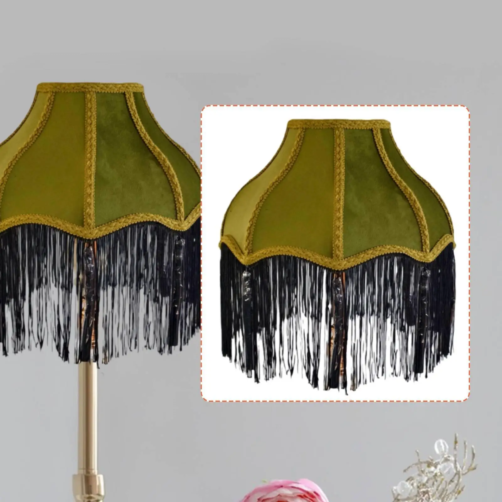 Handmade Tassel Fabric Lampshade Cover Small Lamp Replacement for Table Floor Bedside Lamp Screen E