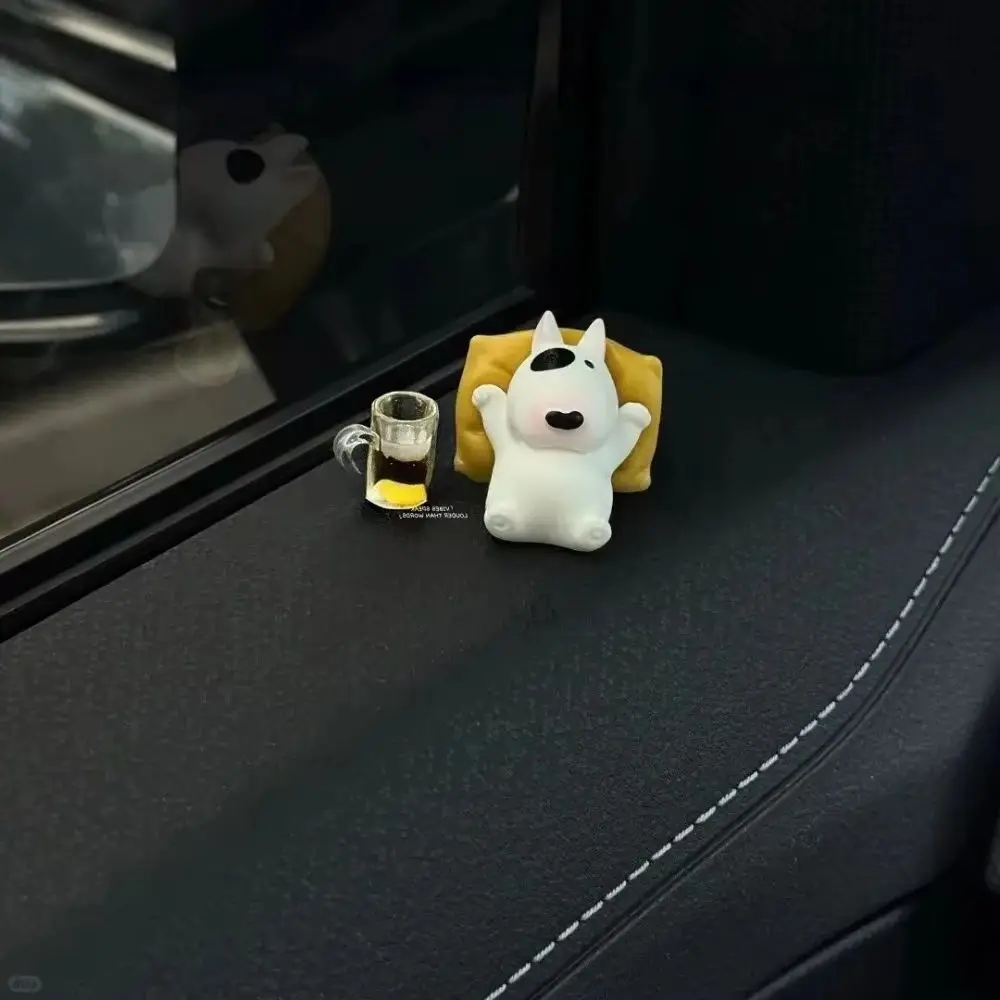 Figuras Decorativas para el Tablero del Auto con Diseño de Perro Bull Terrier, Adornos Interiores Lindos para Auto, Compatibles con Tesla Model 3, Suministros de Decoración para Auto