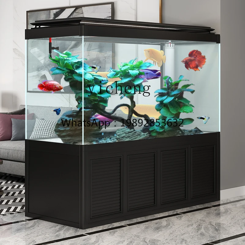 large aquarium ultra-white glass screen cabinet entrance bottom filter water-free Jinyilong fish tank