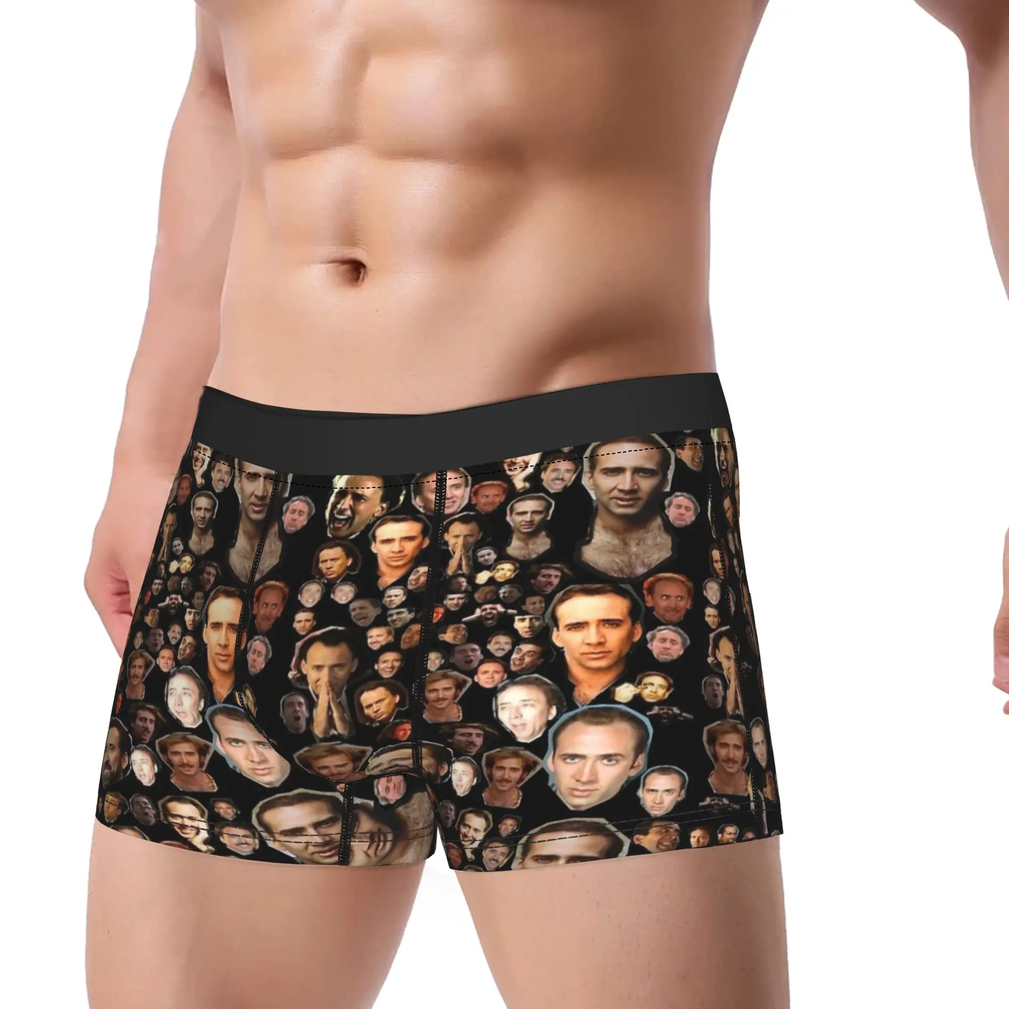 Nicholas Cage Faces Pattern Underwear  Comfortable Panties Design Shorts Briefs For Men Pouch Plus Size Boxer Shorts