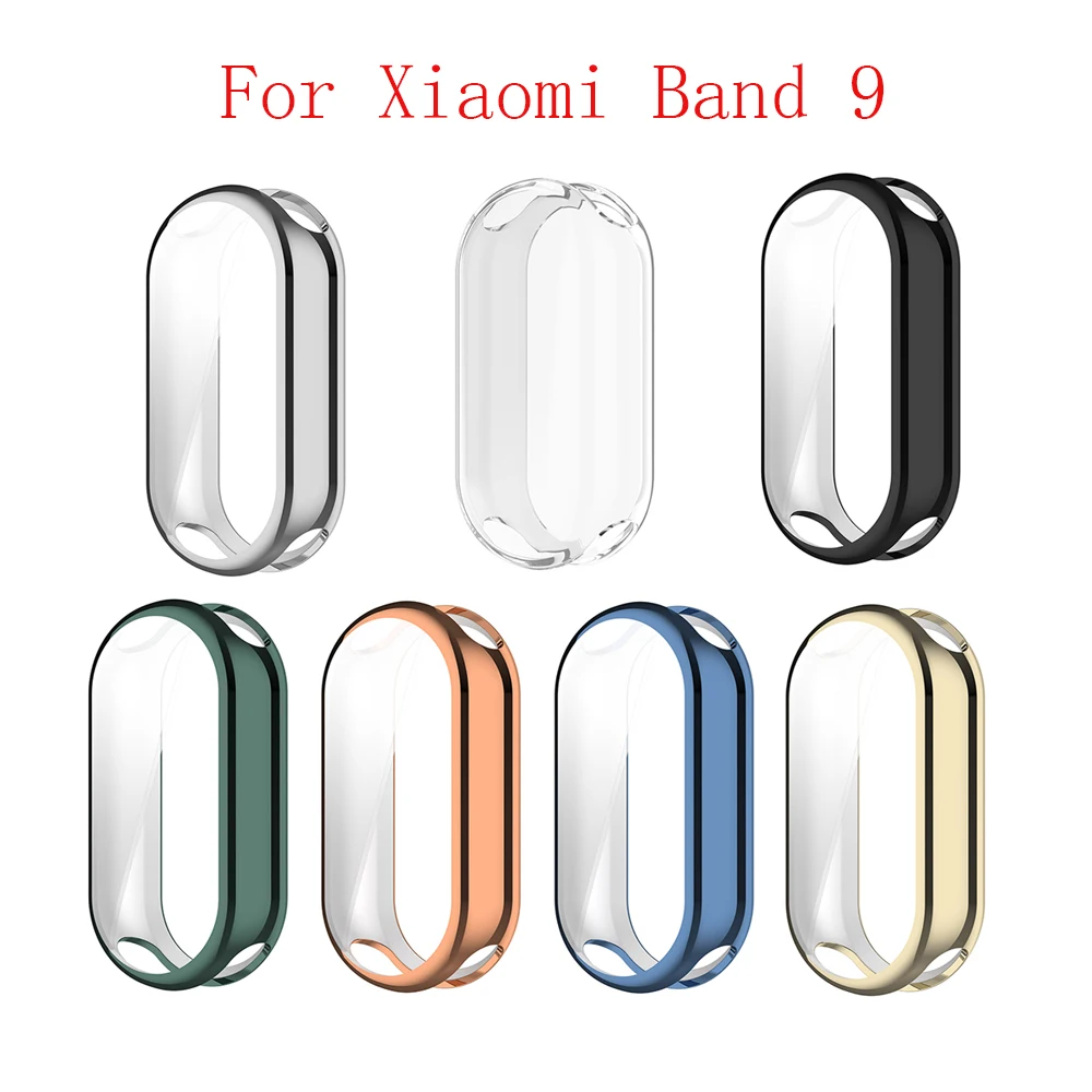 2 pçs caso para xiaomi mi banda 9 protetor de tela caso macio tpu all-around capa protetora pára-choques acessórios.