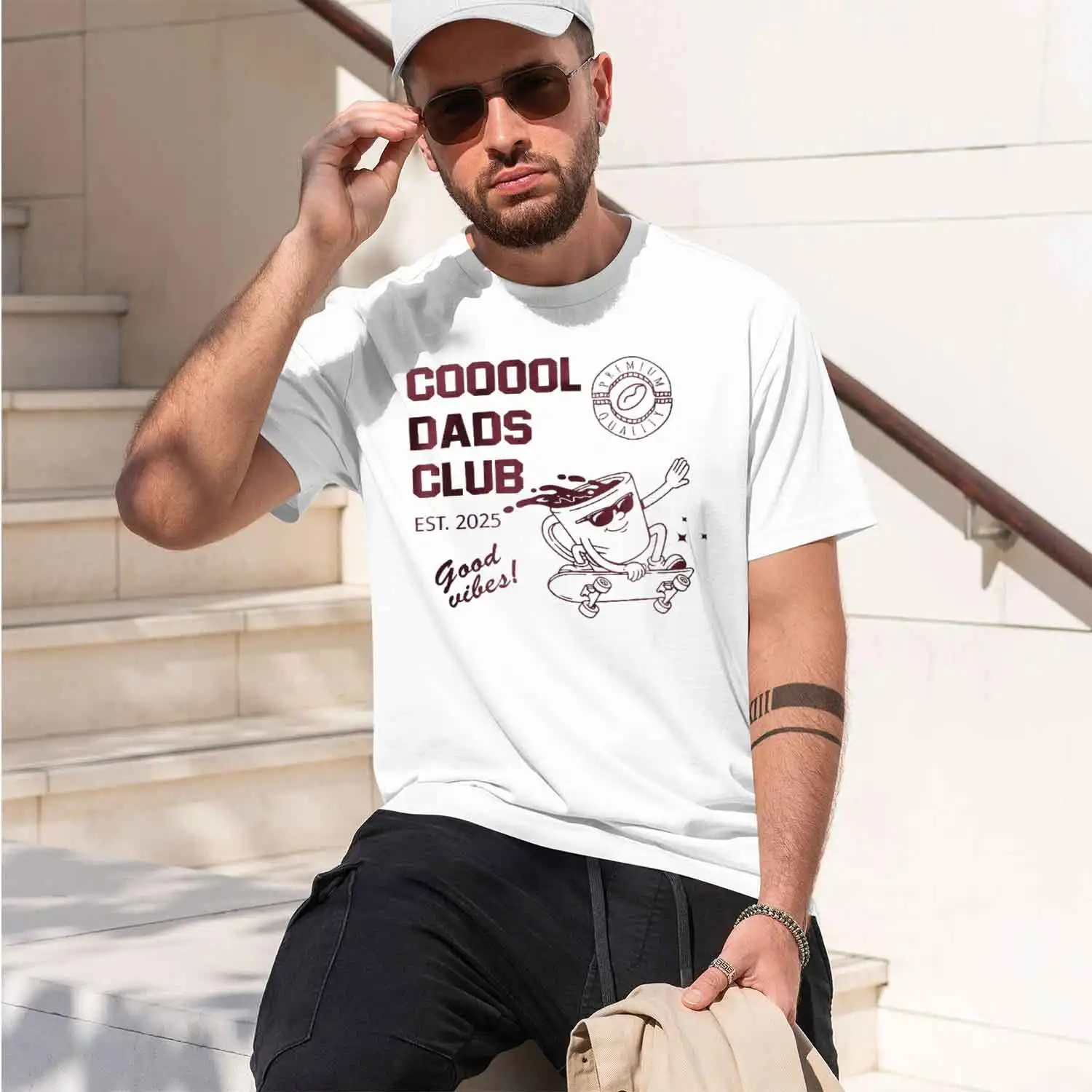 Men Cool Da Club EST Print T-Shirt Vintage Coffee Skate Graph Tee Coffee Lover Father’s Day Gift 2026 New Model Short-sleeve cre