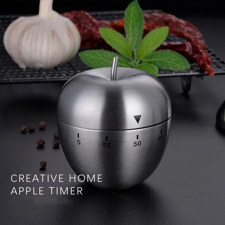 1pc Creative Kitchen Mechanical Timer Stainless Steel Egg-Type Timer 60 Minutes Student Timing Baking Cooking Reminder