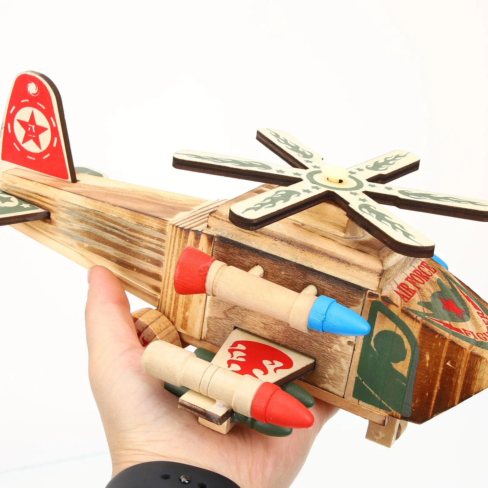 

Wooden Plane Retro Airplane Ornament Vintage Woodcraft Desktop Decoration Home Office Living Room Rustic Airplane Decor