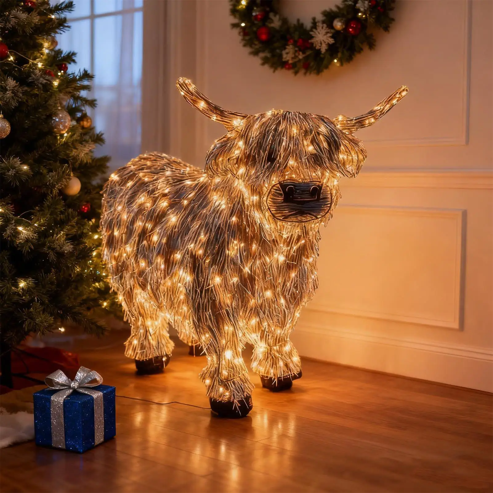 cow decorations 3D Cow Light Up 11 Inch Height outdoor decor Outdoor Yard Lawn Farmhouse Farm Porch Garden Christmas Decoration