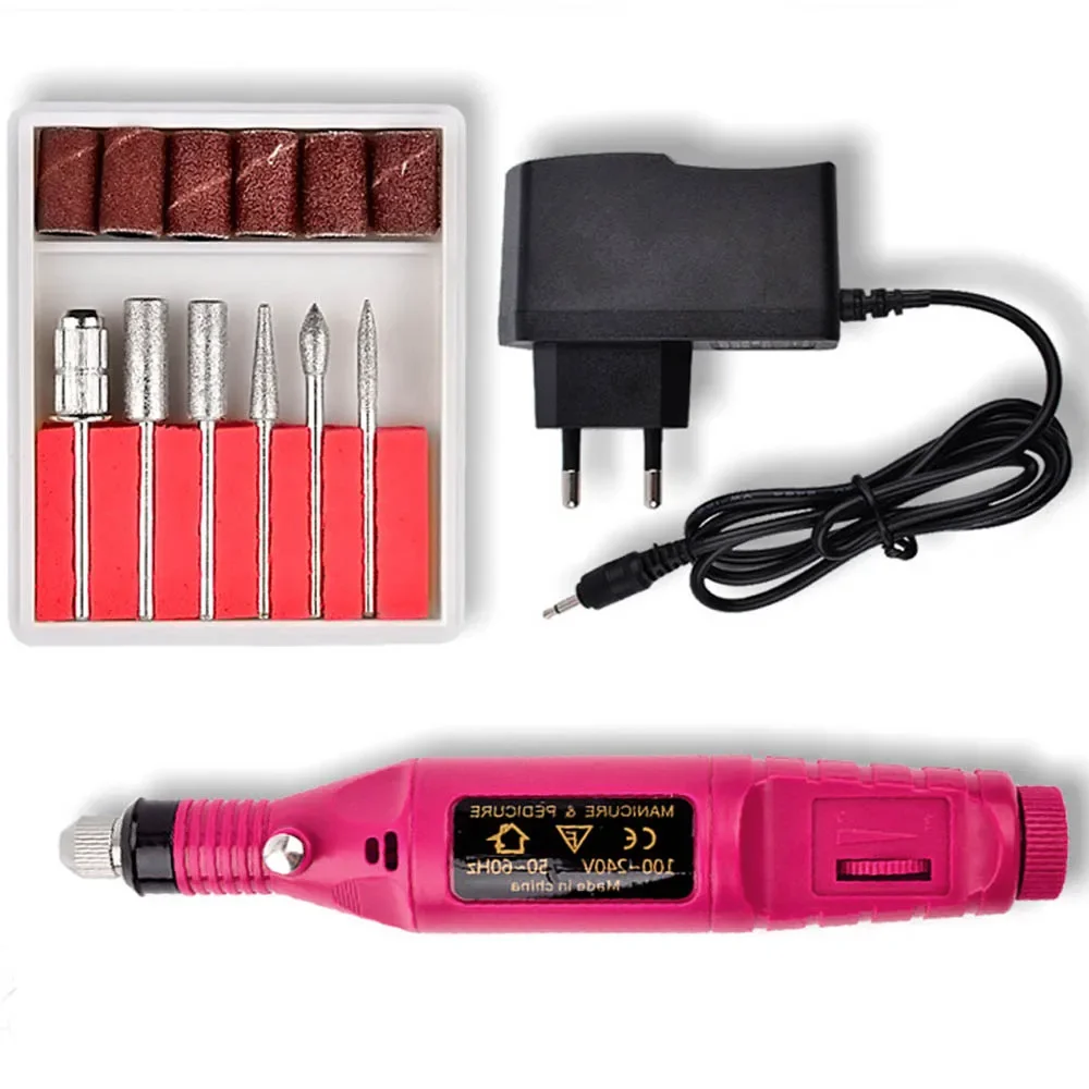 1 set portatile elettrico trapano per unghie set manicure pedicure lima per rimozione gel per unghie strumenti professionali per lucidare le unghie forti