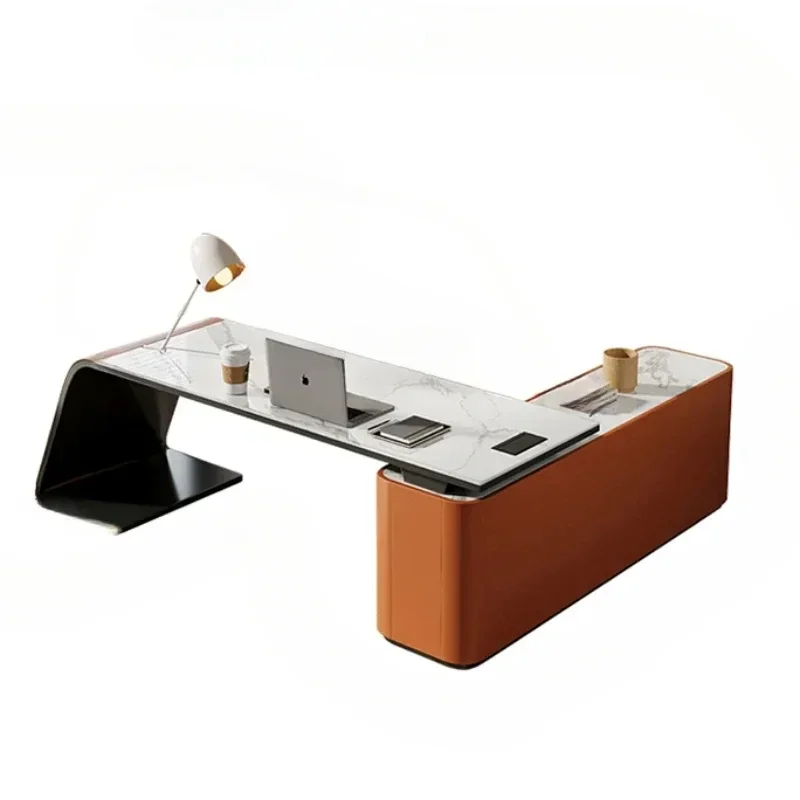 

Stone Plate Desk Simple and Light Luxury Home Small Apartment Minimalist Bright Table Creative L-Shaped Office Computer Desk