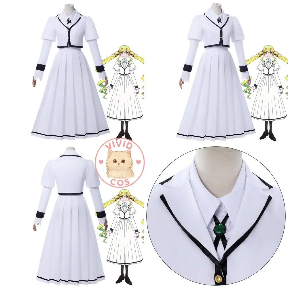 

Rock Is The Hobby of A Lady Cosplay Costume Anime Ririsa Suzunomiya White Dress Uniform Set Role Play for Women Halloween Party