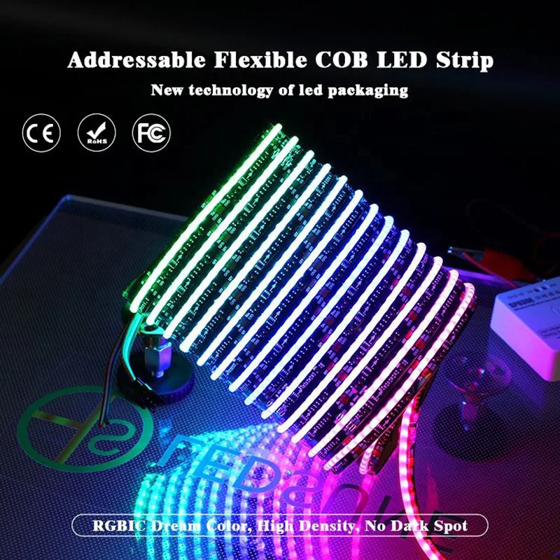 WS2812B FW1903 COB  LED Light Strip SPI RGB IC led strip Addressable  Dream Color DC5VDC12v/24V  High Flexible  COB Lights  IP30