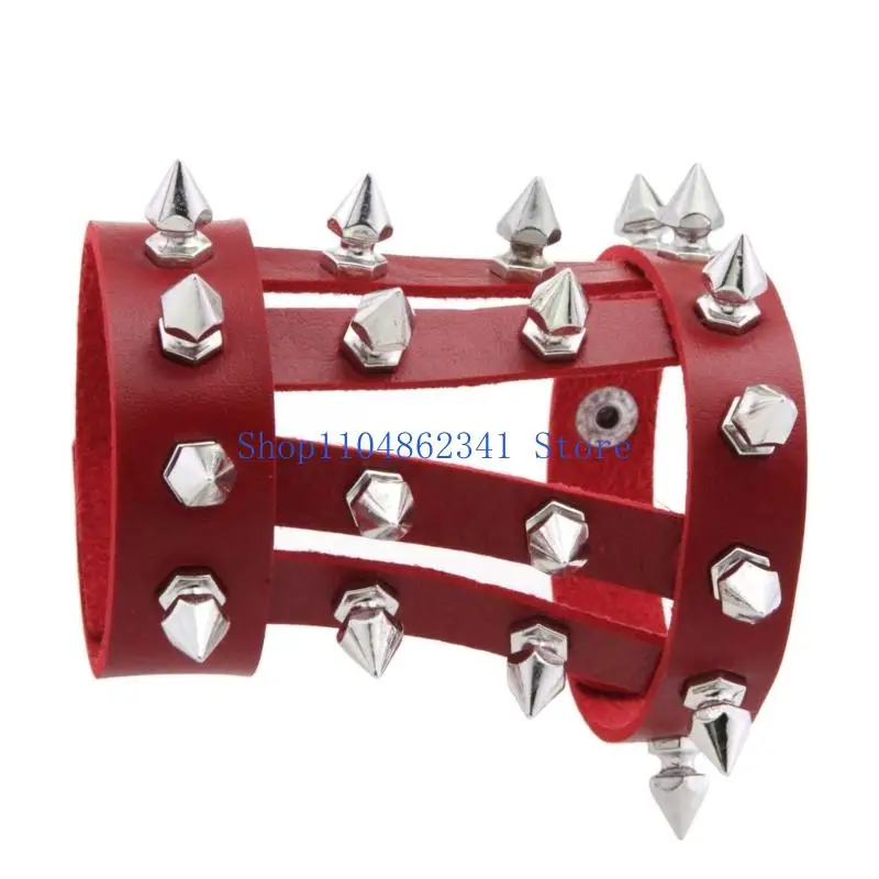 5ASD قابلة للتعديل أصفاد ذراع الشرير سوار لينة بو من جلد المعصم المعدني تصميم المجوهرات القوطية للرجال الموسيقى للنساء