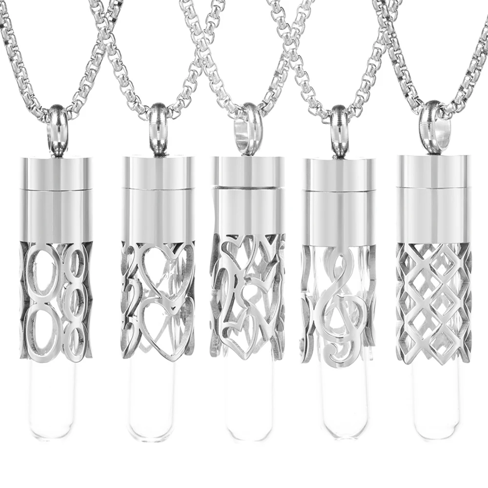 

Heart Shape Perfume Glass Bottle Diffuser Necklace Stainless Steel Aromatherapy Essential Oil Storage Locket Pendant Jewelry