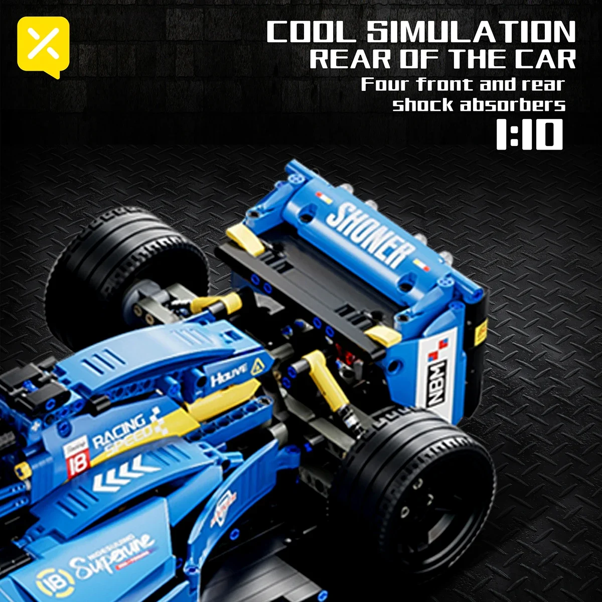 Kbox Blue F1 Formula Racing Car Building Block Model 1:10 مقياس مثالي لعبة المكعبات القابلة للجمع لتزيين سطح المكتب