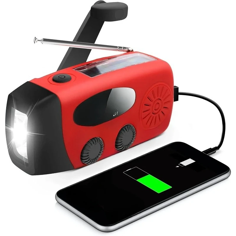 

Multifunctional Hand Cranked Generator Power Bank Solar Weather Radio Outdoor Emergency Portable USB Charging Suitable Outdoor