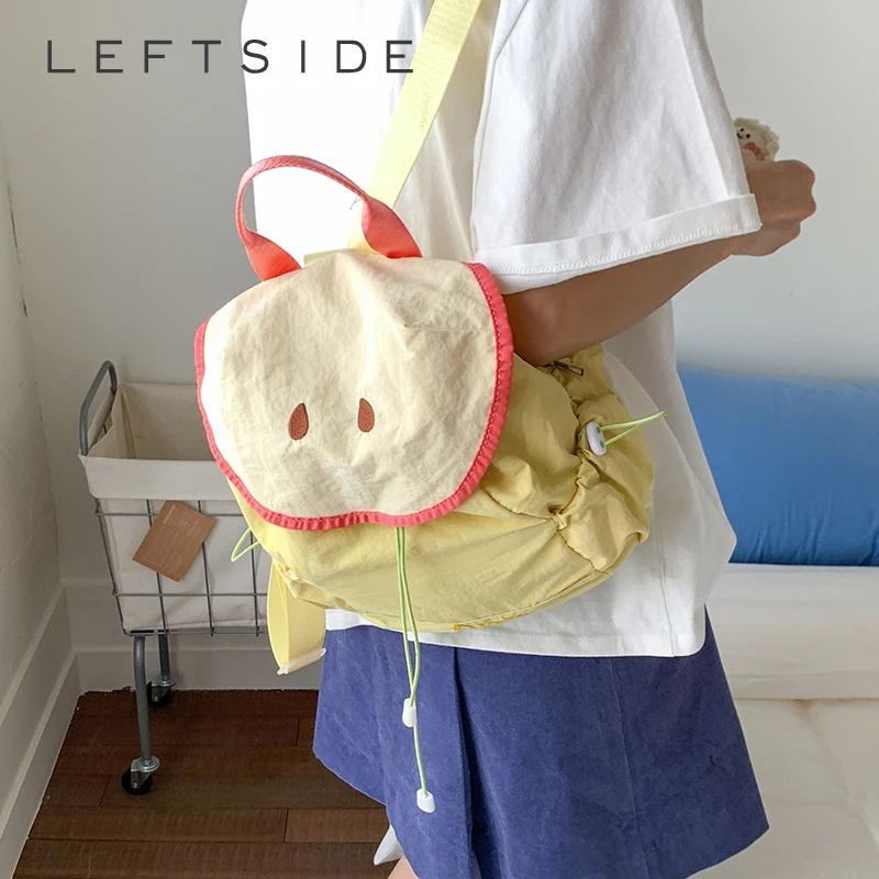

LEFTSIDE Women's Small Soft Nylon Backpacks 2025 Korean Fashion Summer New Backpack Girls School Bag Cute Simple Back Pack