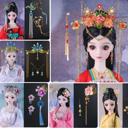For 60cm Doll 3 Cent BJD Doll Ancient Costume Hair Decor Hairpin Emperor Phoenix Crown Handmade Doll Decoration AccessoriesZE432