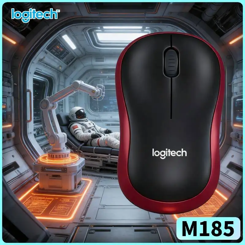 Logitech M185 Office-Daily Mouse Symmetric Design 10m Range 12-Month Battery Nano Receiver Multi-System Tool