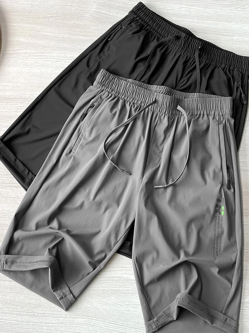 

Мужские летние брюки-капри премиум-класса с эластичным поясом, прямые, дышащие, легкие, повседневные