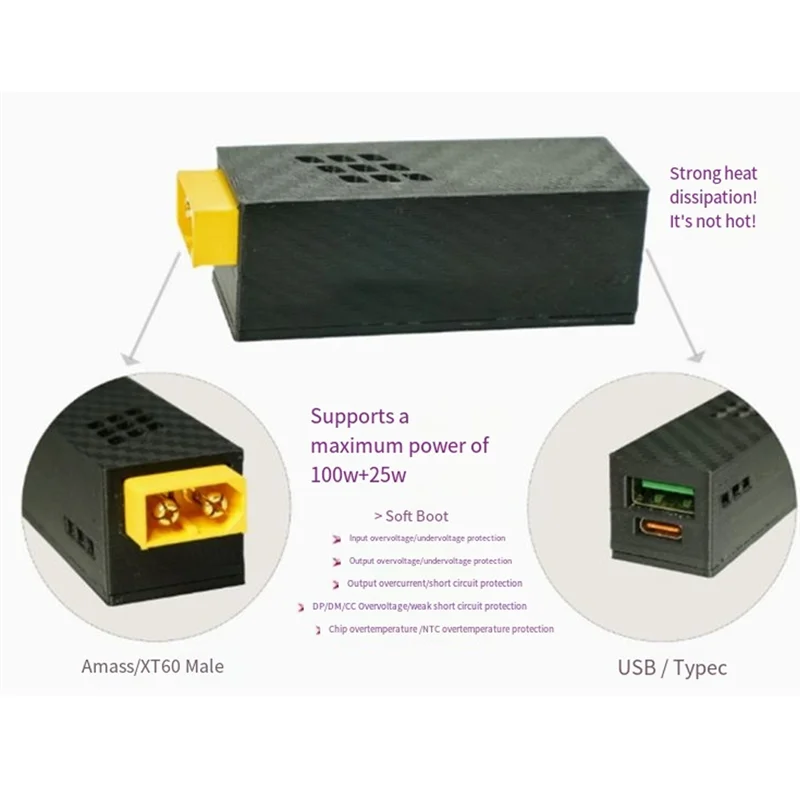 

B86B-XT60 Male Plug Tousb/Type C Quick Charger Input 5-36V Battery Power Fast Charger Fast Charging Conversion Adapter