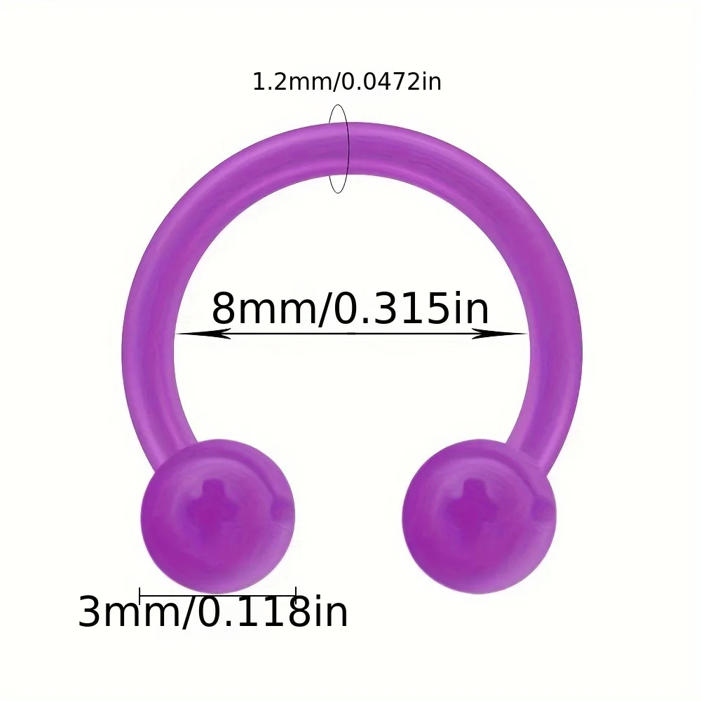 1pcs/10pcs Fashion Nose Rings Acrylic For Woman and Man Horseshoe Lip Ring C-shaped Earrings Eyebrow Ring Body Piercing Jewelry