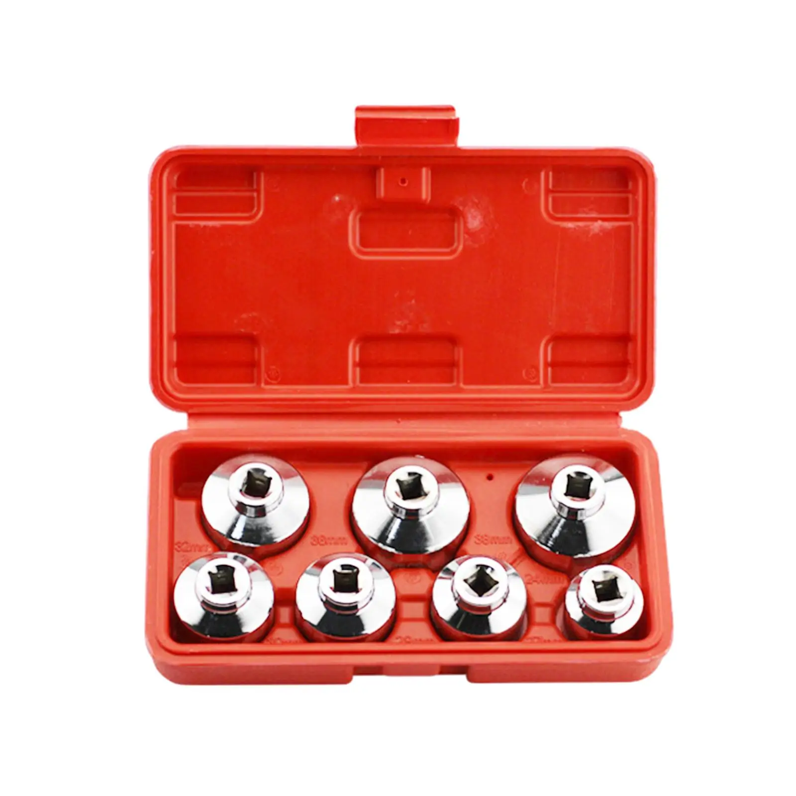 7Pcs Oil Filter Socket Wrench Set Car Tools Sturdy Steel Universal 24mm 27mm 29mm 30mm 32mm 36mm 38mm 3/8\'\' Drive Removal Tool