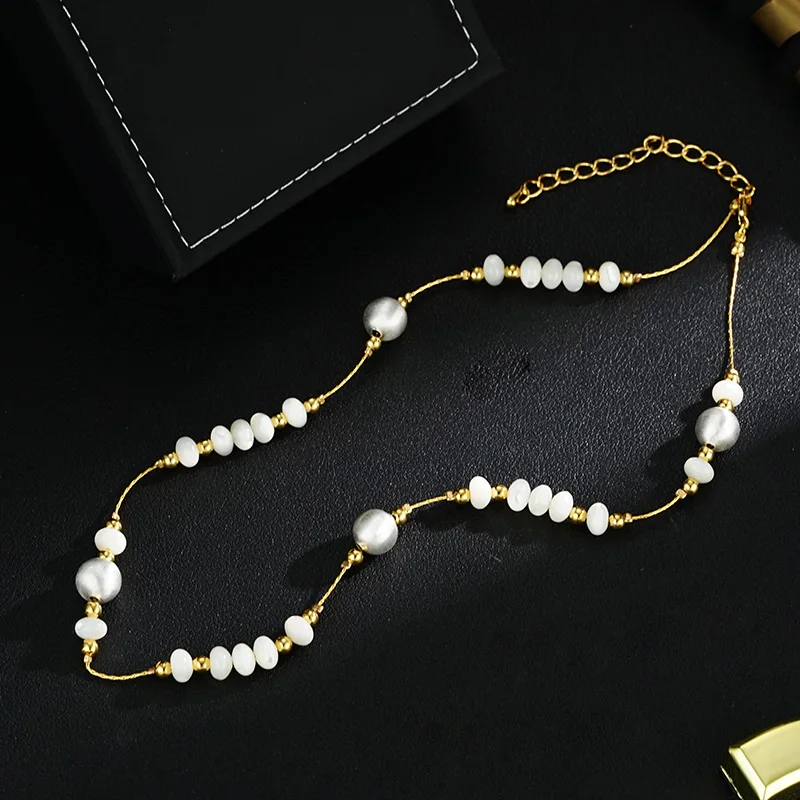 New Gypsy natural beads fashion light luxury high sense simple collarbone chain necklace hair