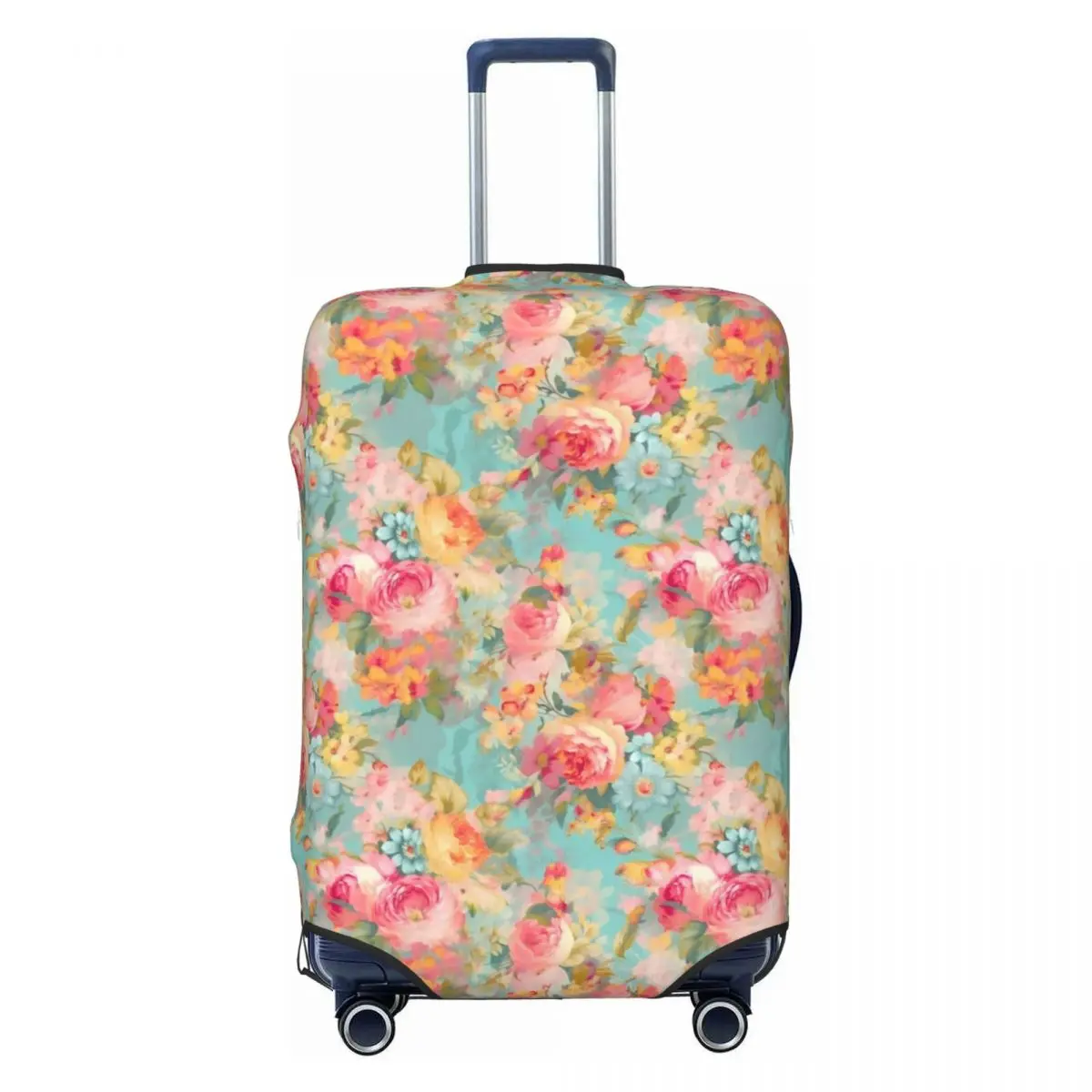 

Custom Vintage Floral Texture Travel Luggage Cover Washable Flower Pattern Suitcase Cover Protector Fit 18-32 Inch