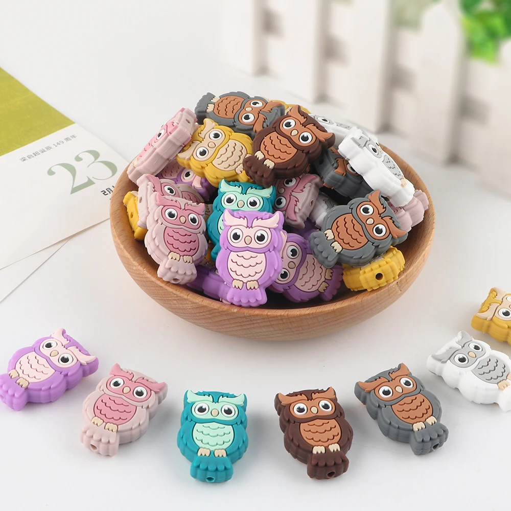 Kovict 5/10Pcs New Mini Silicone Beads Mouse Owl Flower Bead DIY Jewelry Bracelets Necklace Accessories