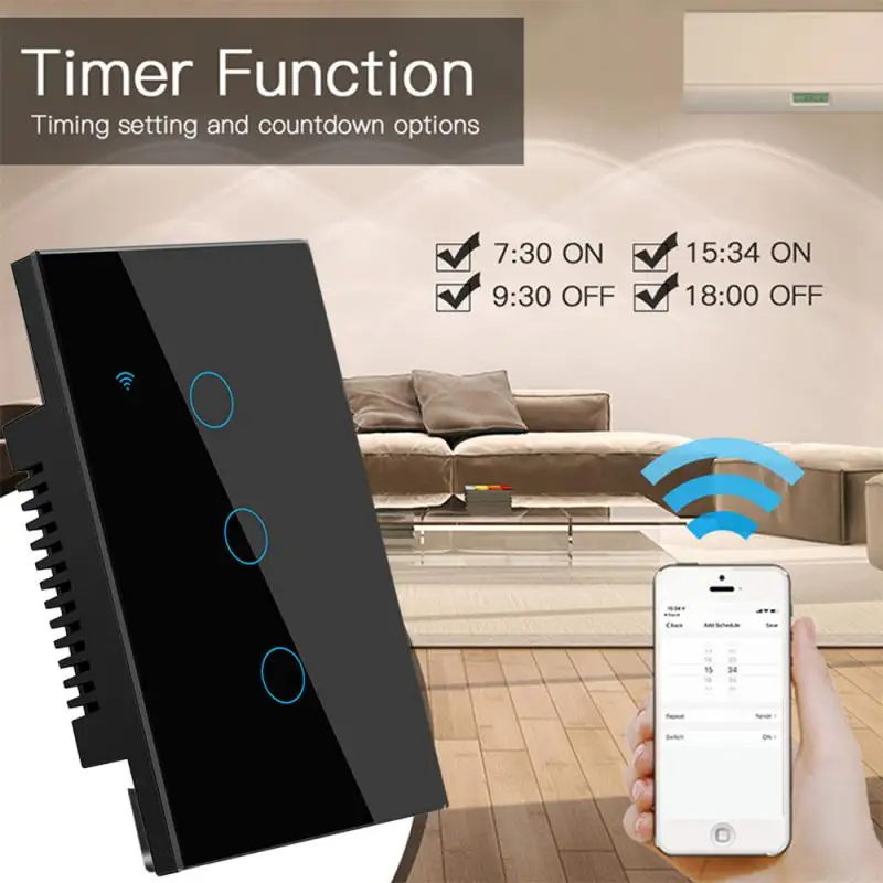 1-4 Gang Tuya WiFi Smart Wall Switch No Neutral Wire Touch Sensor LED Light Wi-Fi Switches Smart Life Alexia Google Alexa Home