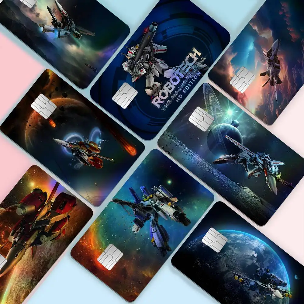 Pegatinas Minimalistas para Tarjetas Bancarias con Diseño de Anime R-Robotech, Decoración Personal Extraíble