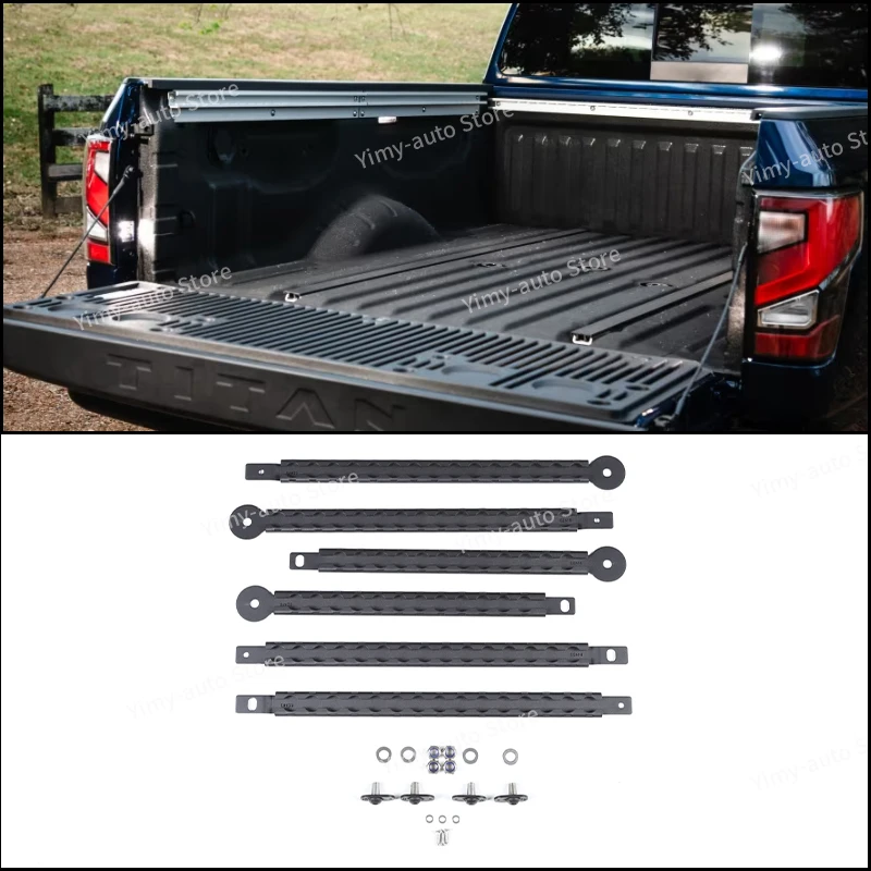 For Nissan Titan 2016-2023 6Pcs Carbon Steel Truck Bed Side Expansion Slot Accessories Pickup Cargo Exterior Accessory