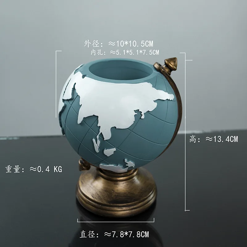 حامل أقلام كروية مبتكر منظم مكتب من الراتنج للمكتب والديكور المنزلي قلم جغرافي فريد من نوعه لتخزين القلم الرصاص