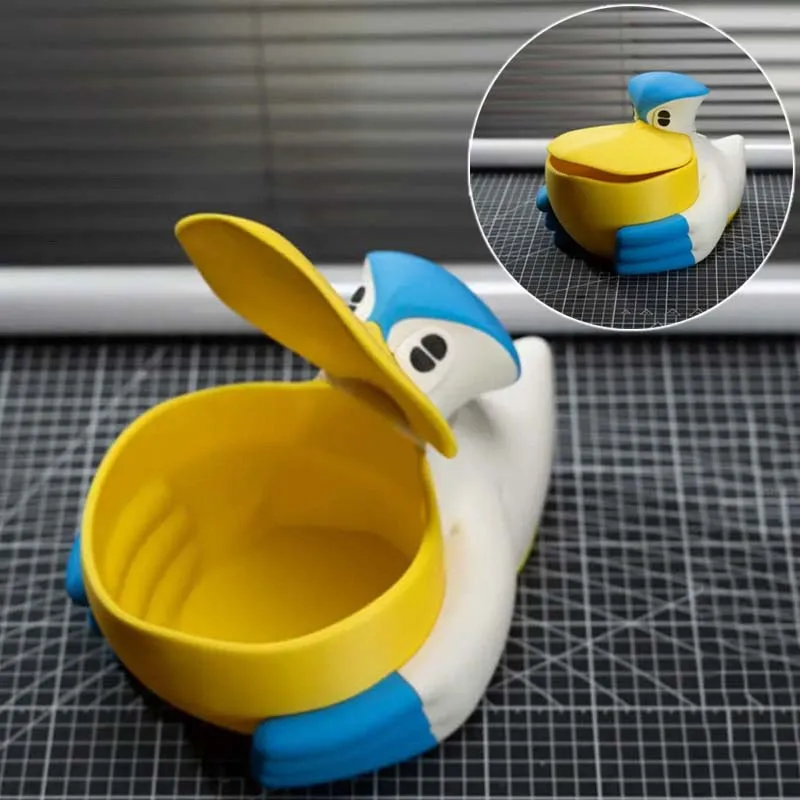 

Pelipper Storage Box Creative Cartoon Storage Cylinder with Lid Dust Proof Makeup Sundries Bucket 3d Printed Desktop Storage Box