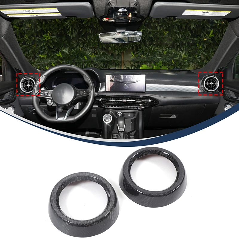 

Real Carbon Fibre Car Center Console Side Air Conditioning Vent Outlet Cover Trim Frame Sticker For Alfa Romeo Tonale 2022-2024